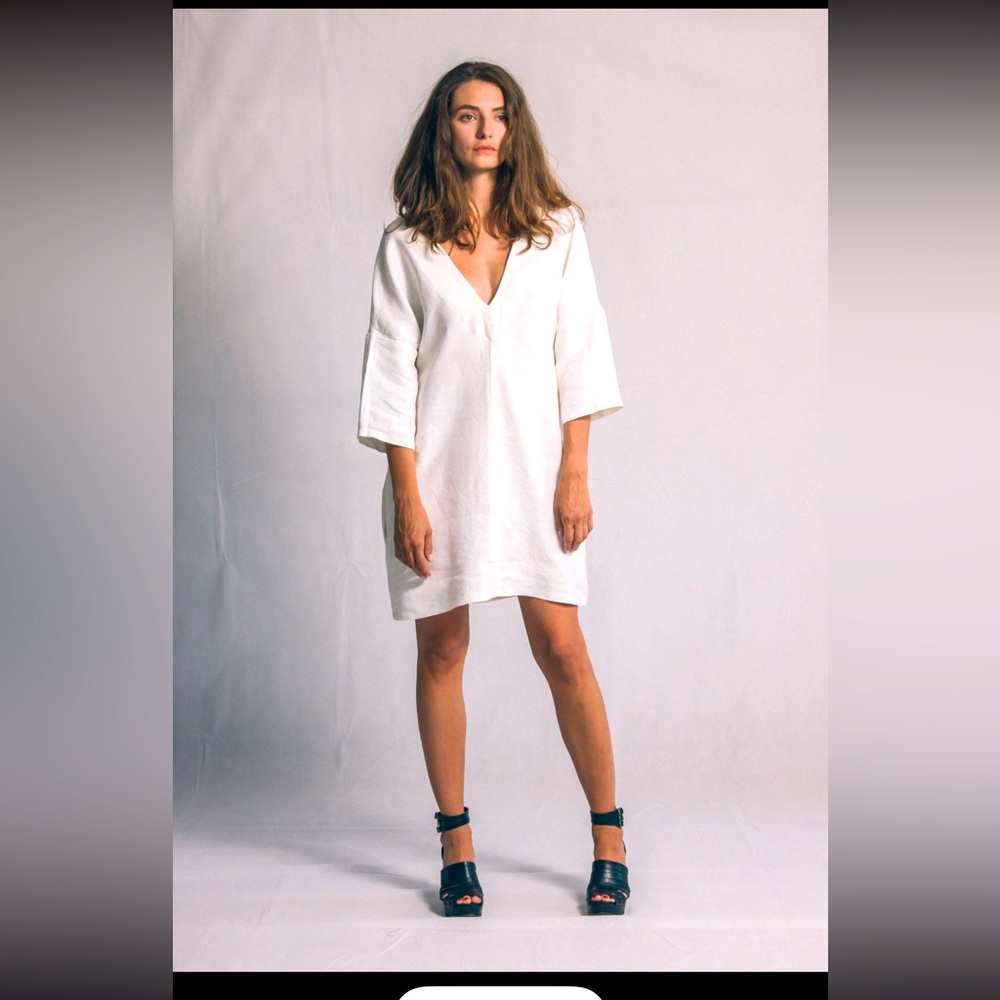 FASADA Etsy white linen dress size 6